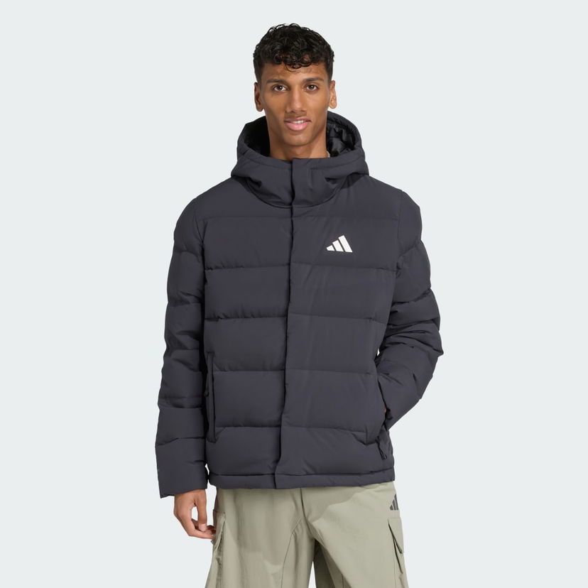 Puffer takki adidas Performance Helionic CLIMAWARM Hooded Down Puffer Jacket Musta | JN2099