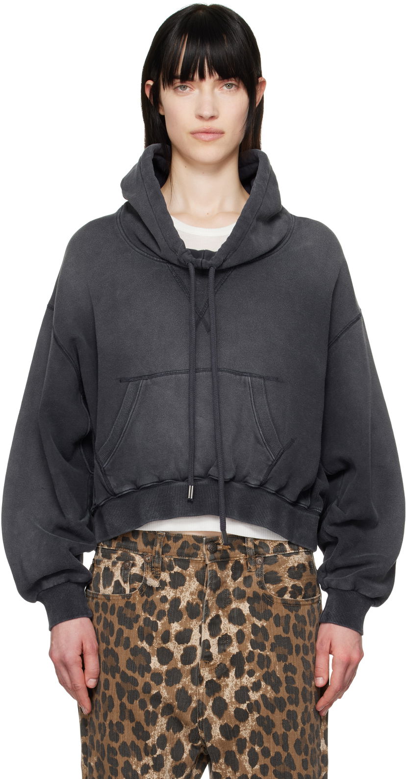 Huppari R13 R13 Balloon Popover Cropped Hoodie Harmaa | R13WK255-001BG