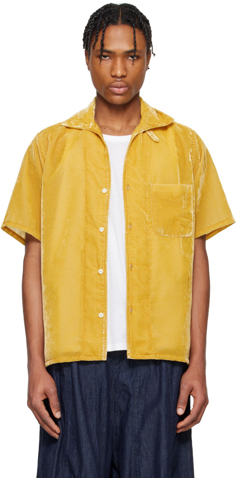 Paita Needles NEEDLES Italian Collar Velvet Shirt Keltainen | QV302