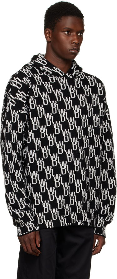 Huppari We11done We11done Jacquard Knit Hoodie Musta | WD-KT3-22-628-U-BK, 1