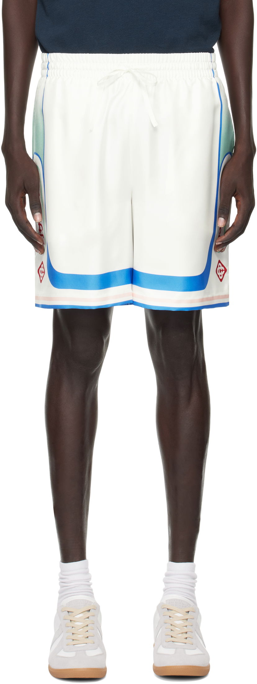 Shortsit Casablanca Casablanca Fuji Dream Silk Shorts Valkoinen | MPF25-TR-012-04