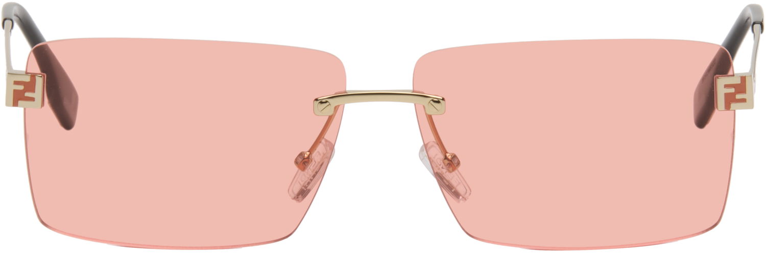 Aurinkolasit FENDI 'Fendi' Sky Rimless Rectangular Sunglasses Vaaleanpunainen | FE40165U@6032S 840126860030, 0