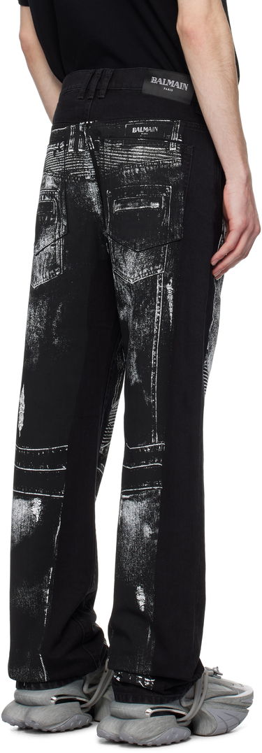 Jeans Balmain Balmain Loose-Fit Biker Print Jeans Musta | EH1ML155DF52, 2