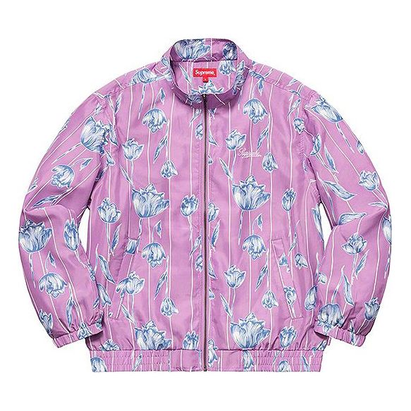 Bomber-takki Supreme Floral Silk Track Jacket Violetti | SUP-SS19-10343