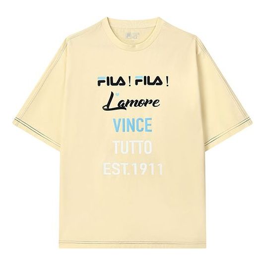 T-paita FILA Letters Logo Print Sport Loose Fit T-Shirt Keltainen | F11M133183F-YE