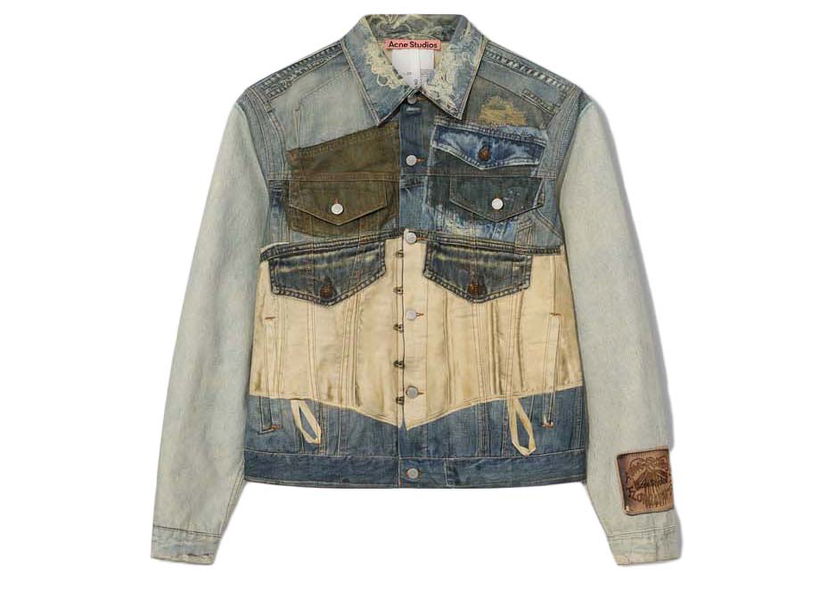 Takki Acne Studios Printed Fitted Jacket Mid Blue Harmaa | B90747-863