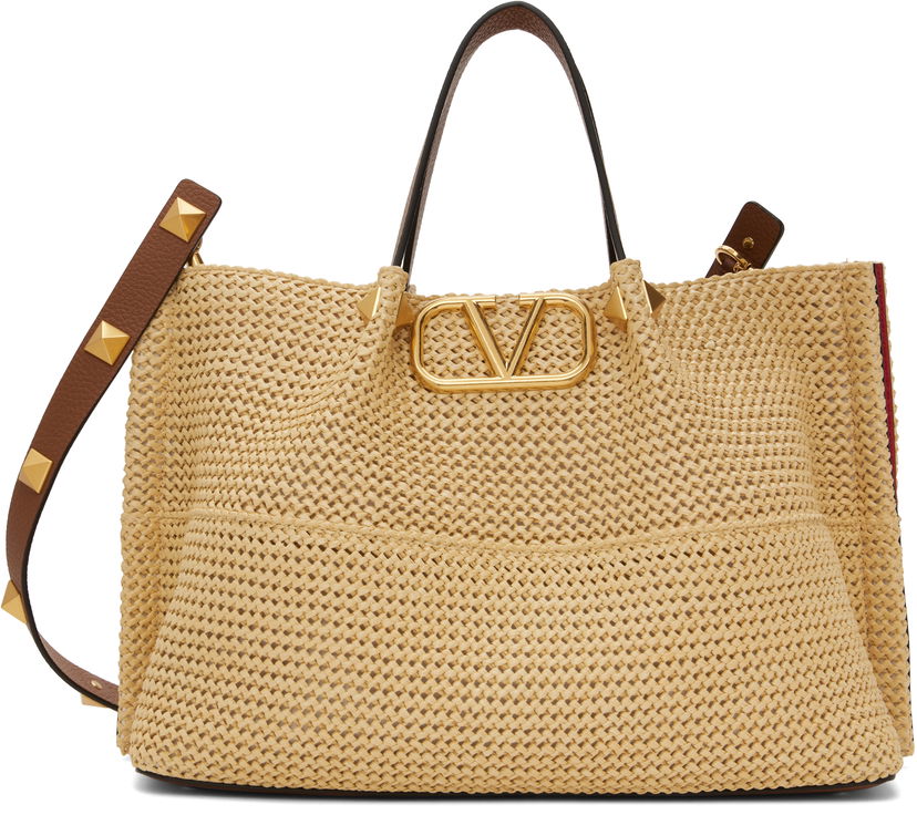 Kangaskassi Valentino Valentino Garavani Medium Straw Summer Tote Beige | 6W2B0K39YCE