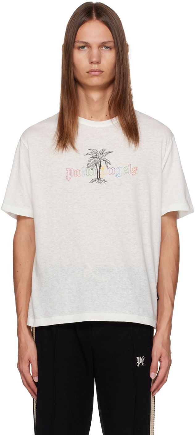 T-paita Palm Angels White Printed Valkoinen | PMAA089E23JER0040110, 0