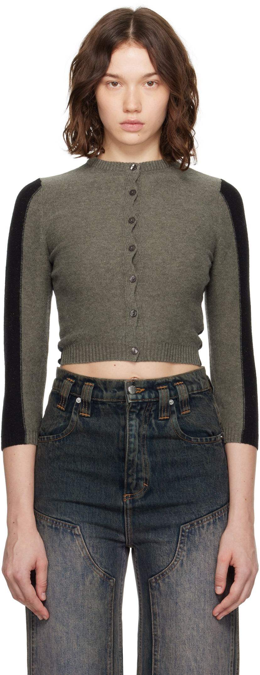 Villapaita Eckhaus Latta Eckhaus Latta Racer Cardigan Harmaa | 8261-EL-PF25-R -