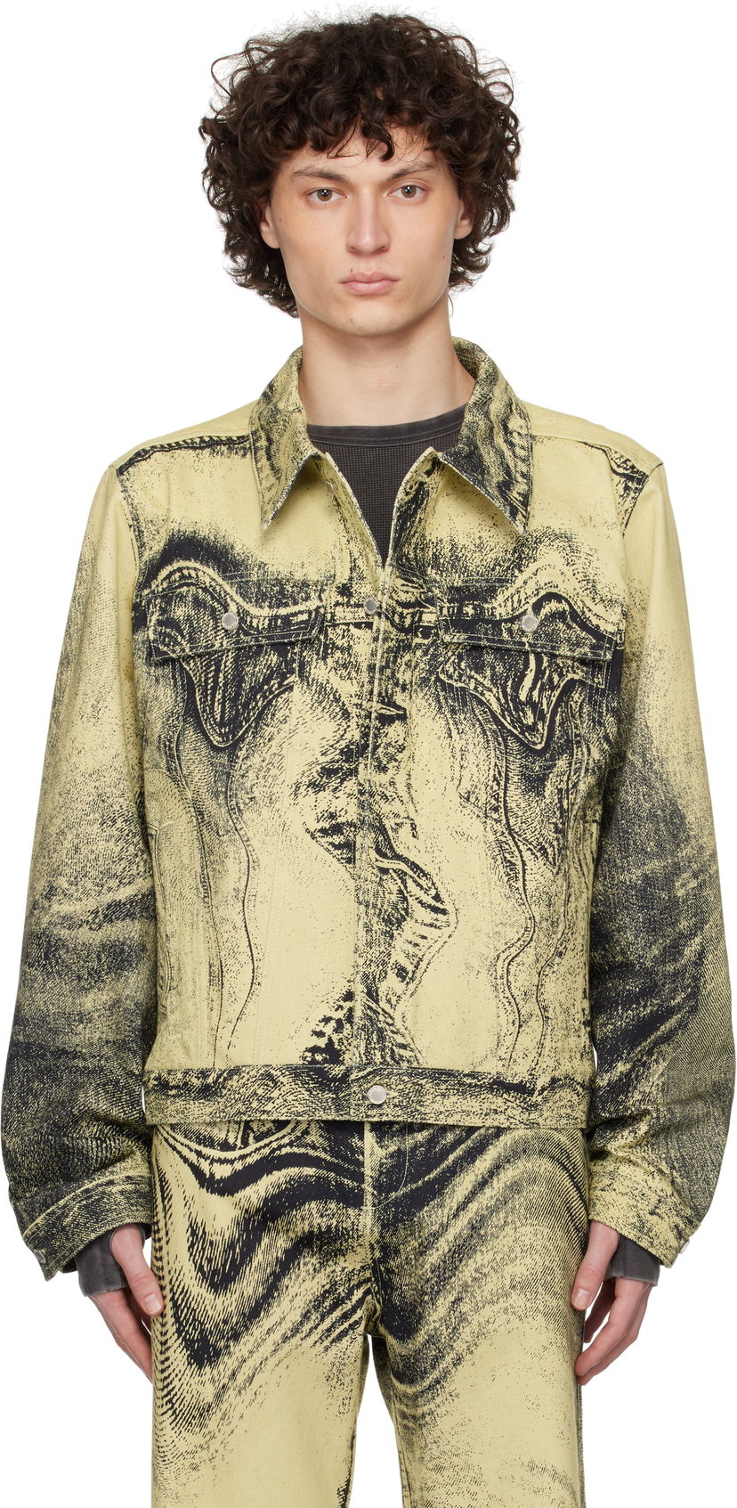 Takki Camper CAMPERLAB Distorted Print Denim Jacket Keltainen | AU00005-008