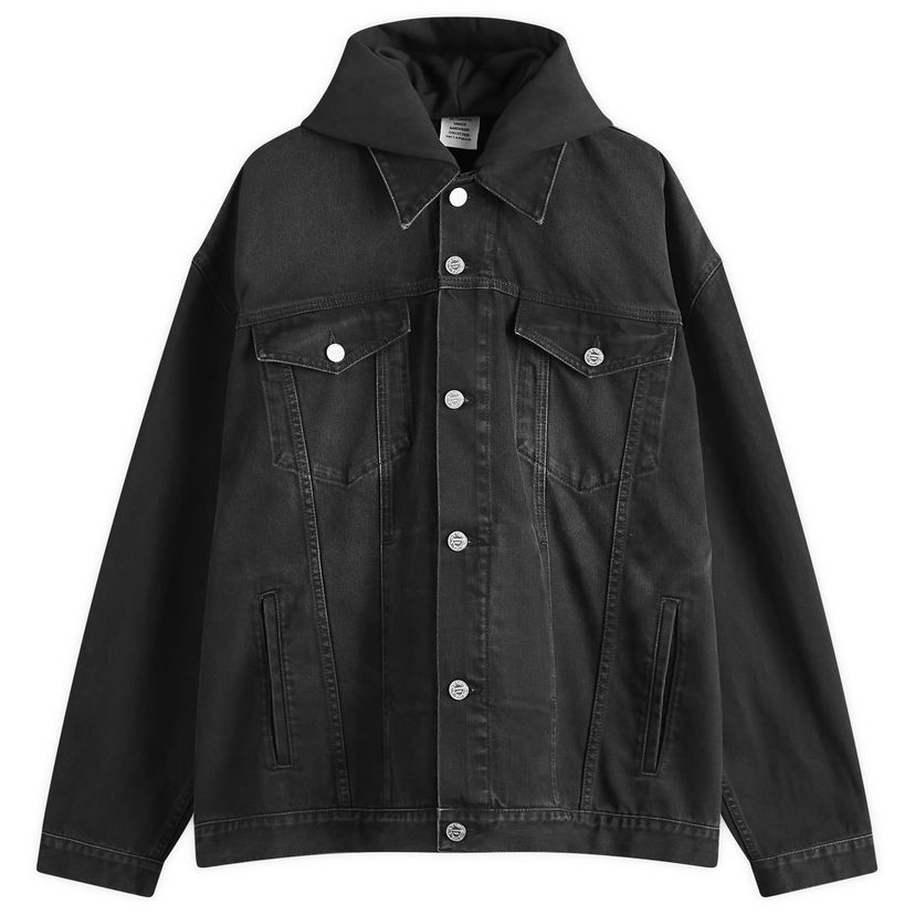 Takki VETEMENTS Vetements 3D Logo Hooded Denim Jacket, Size Large Musta | UA66JA500B