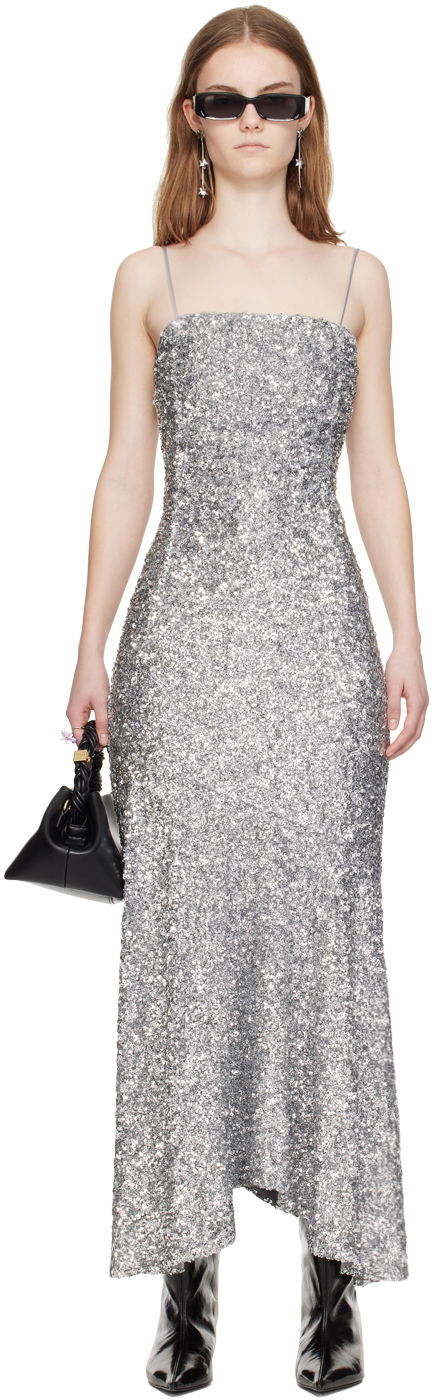 Mekko GANNI GANNI Sequin Maxi Dress Harmaa | F9053