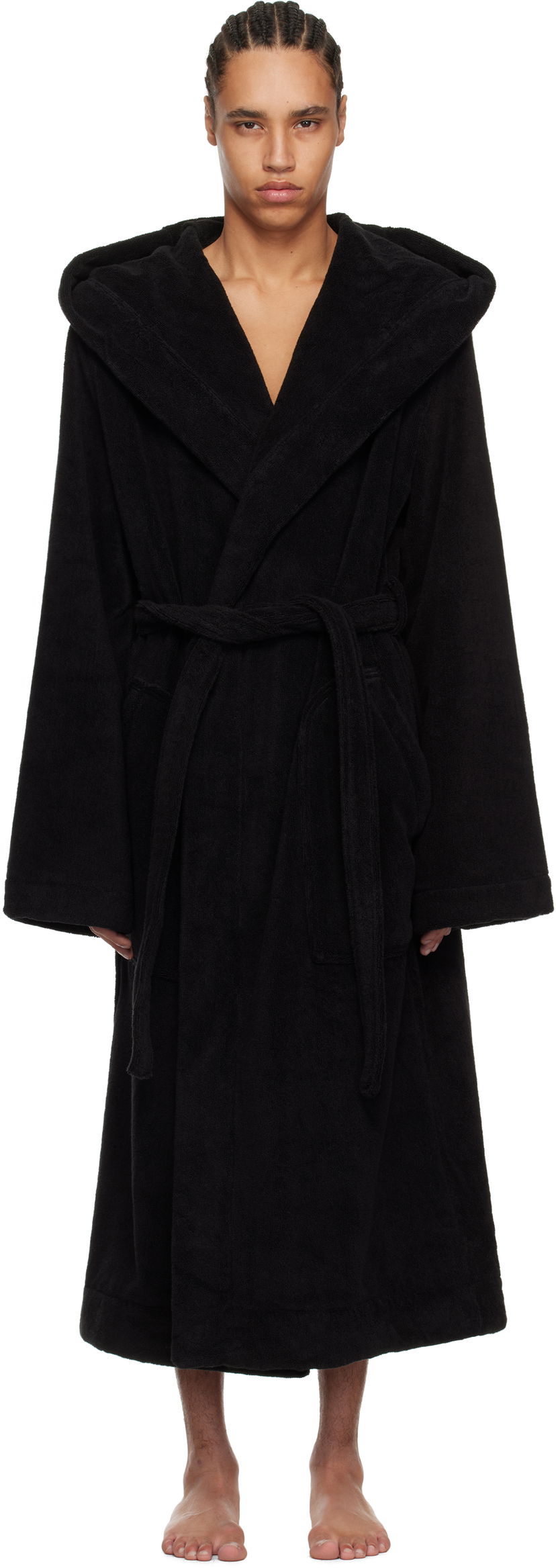 Pyjama Rick Owens Rick Owens Beach Hooded Bathrobe Musta | RH0000002 SPO1