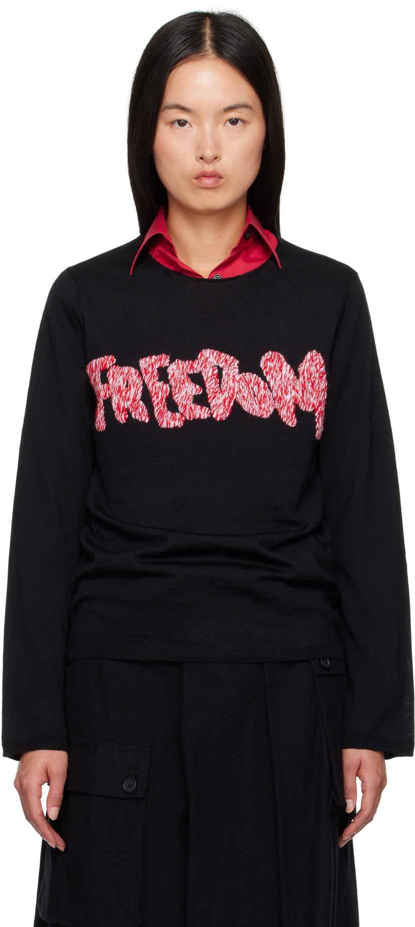 Villapaita Comme des Garçons 'Freedom' Sweater Musta | FN-N001-W24