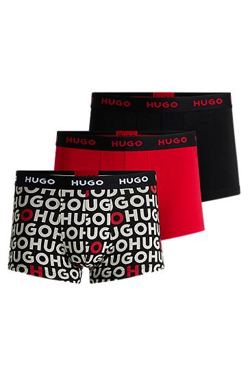 Nyrkkeilijät BOSS HUGO Men's 3-Pack Stretch Cotton Trunks with Logo Waistbands Monivärinen | 50532550