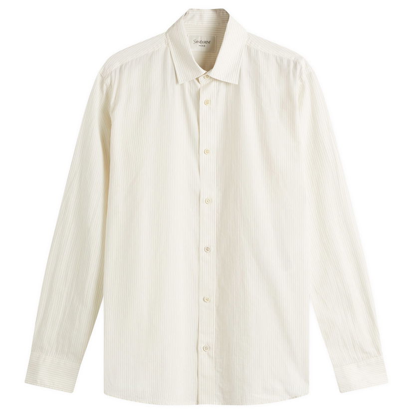 Paita Saint Laurent Saint Laurent Men's Dobby Stripe Shirt, Size Large Beige | 776598-Y10IA-3279
