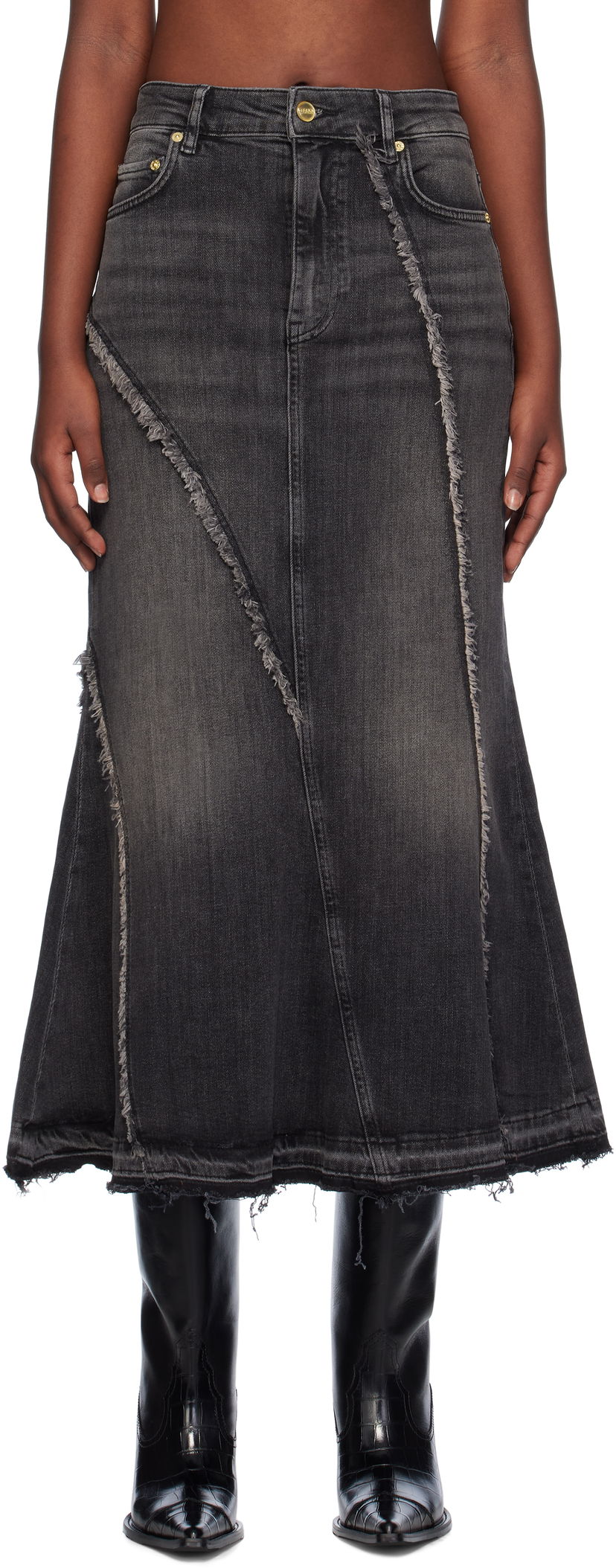 Hame GANNI Washed Denim Maxi Skirt Musta | J1533