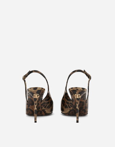 Tennarit ja kengät Dolce & Gabbana Polished Calfskin Leopard Print Slingbacks Ruskea | CG0621AM568HA93M, 2
