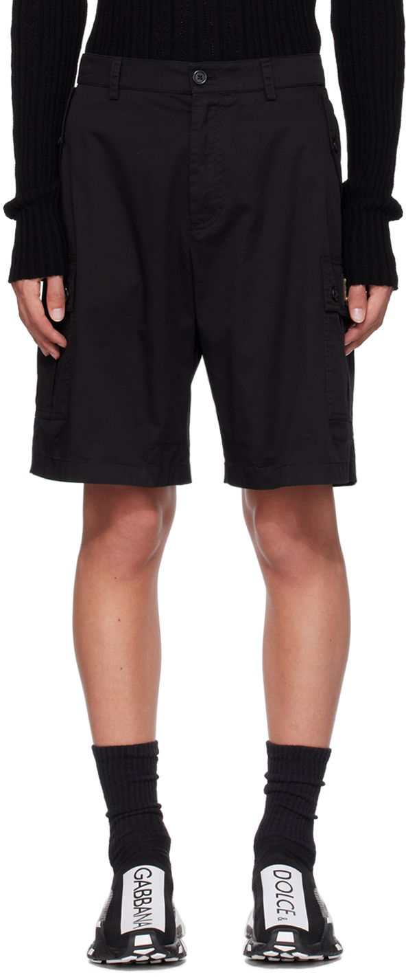 Shortsit Dolce & Gabbana Black Plate Shorts Musta | GV5IHTFUFJR