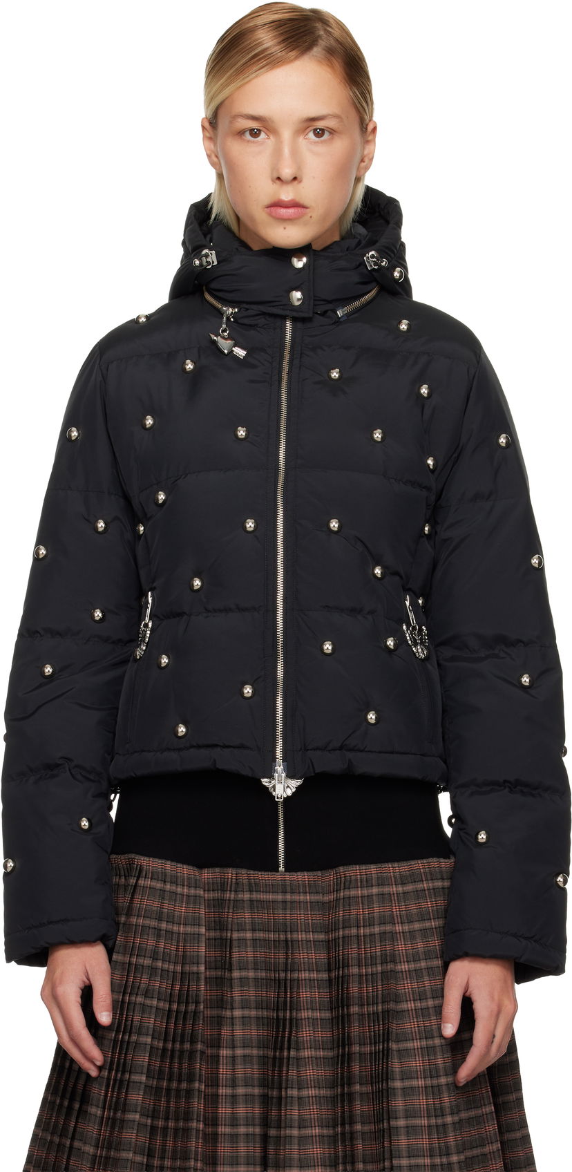 Puffer takki Chopova Lowena Chopova Lowena Fallout Studded Down Puffer Jacket Musta | 5328