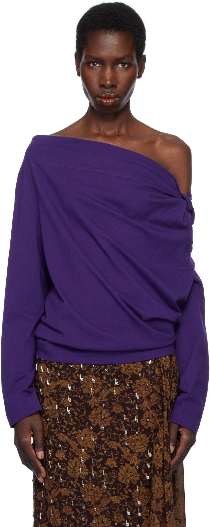 Villapaita Dries Van Noten Dries Van Noten Off-Shoulder Top Violetti | 251-011142-1603