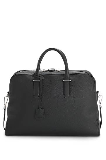 Matkalaukku BOSS Grained Leather Holdall with Logo Keyholder Musta | 50548231