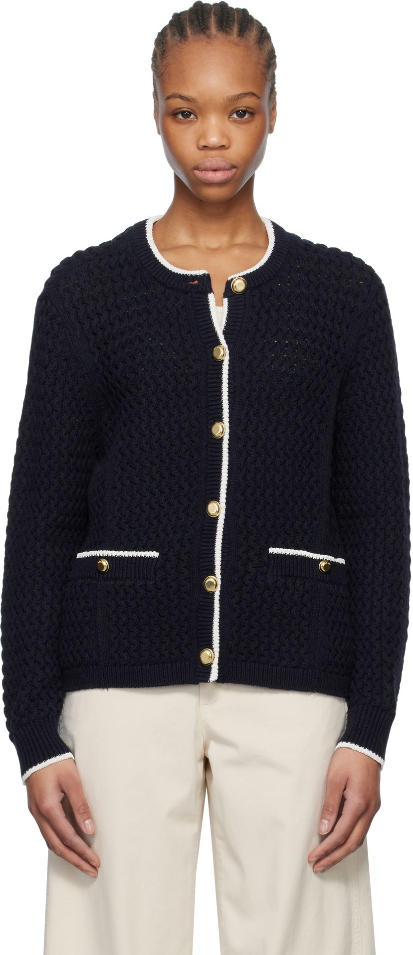 Villapaita rag & bone Rag & Bone Daria Knit Cardigan Tummansininen | WAS24P045SD45