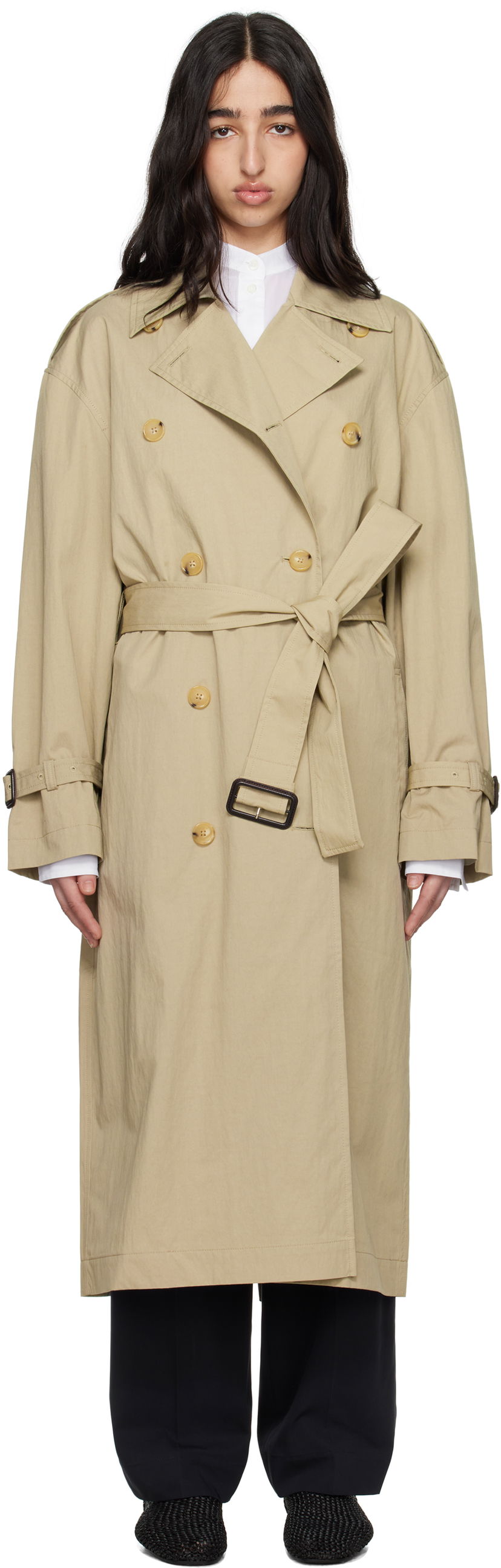 Trenssitakki TOTEME TOTEME Crisp Summer Trench Coat Beige | 252-WRO0197-FB0410
