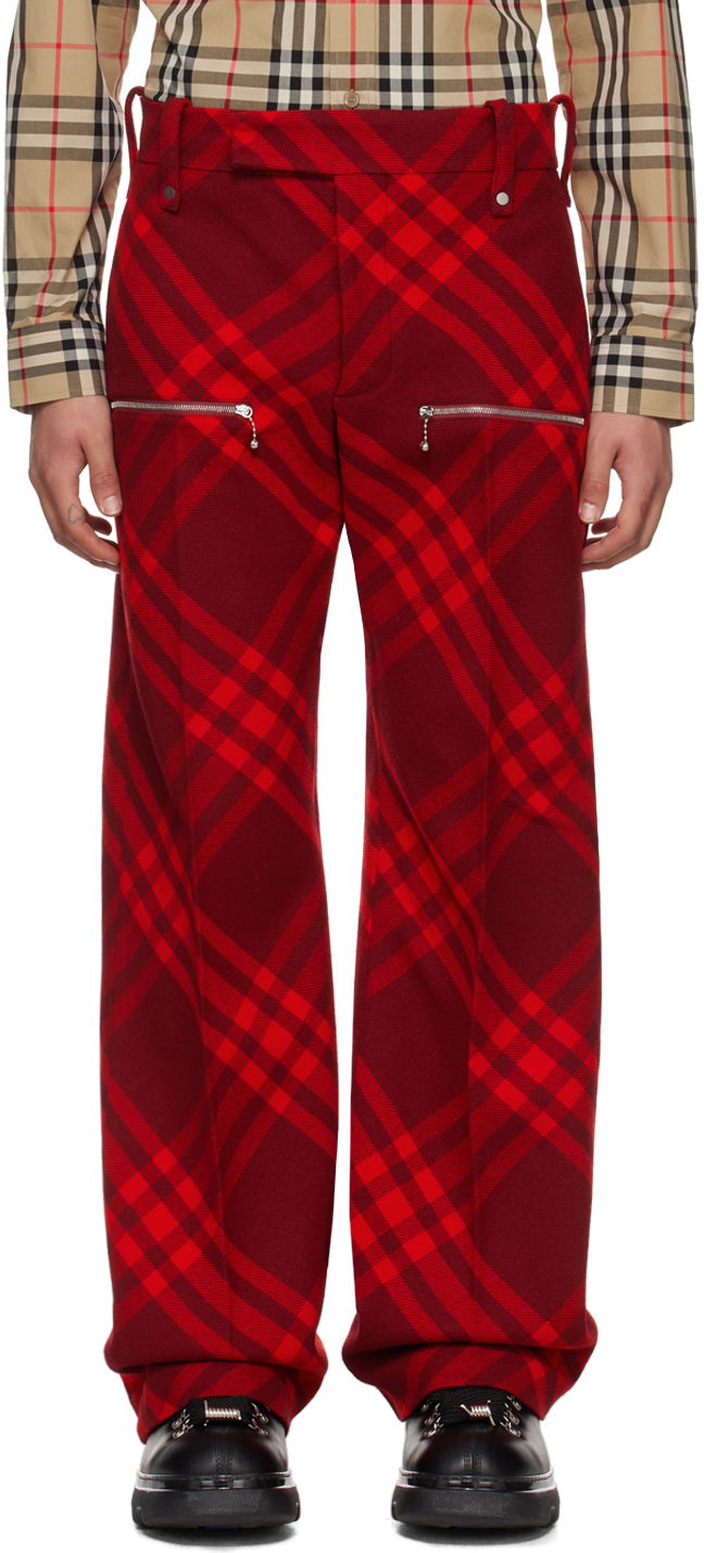 Housut Burberry Check Trousers Punainen | 8079154