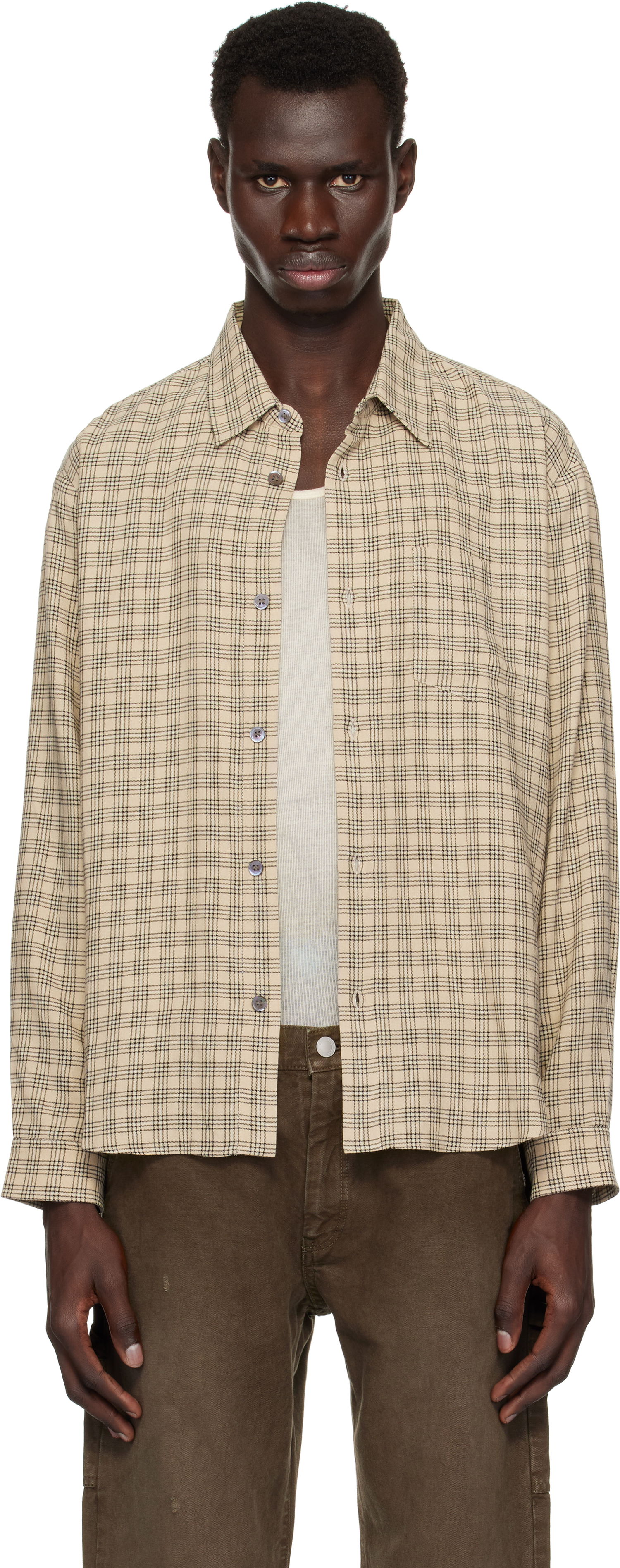 Paita John Elliott John Elliott Cloak Button Up Shirt Beige | E107F151128A, 0