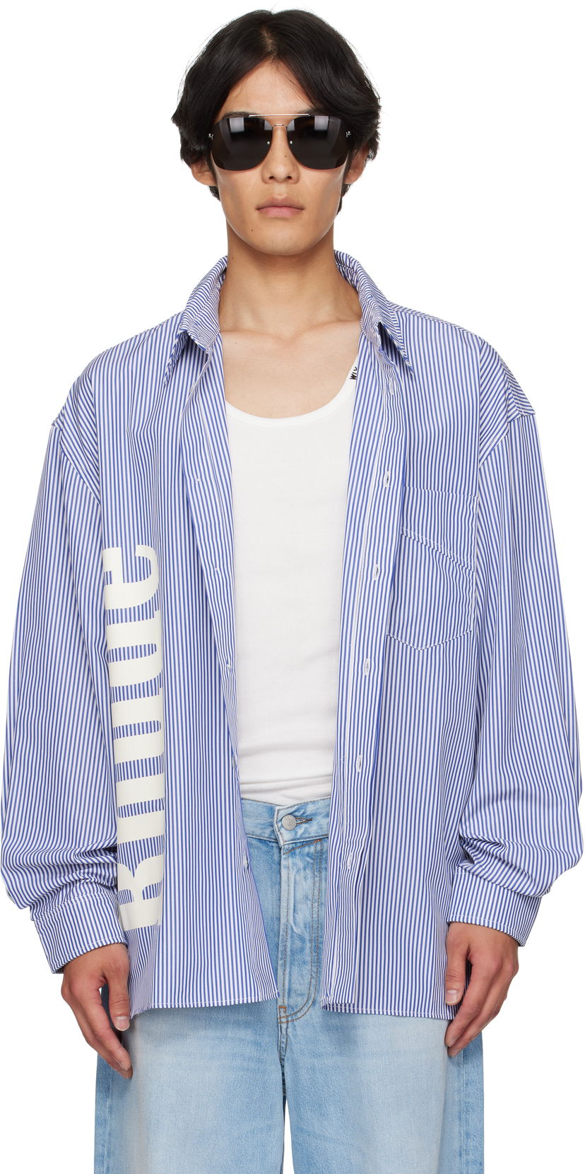 Paita Rhude Rhude Side Logo Long Sleeve Shirt Sininen | RHPF25SR10012