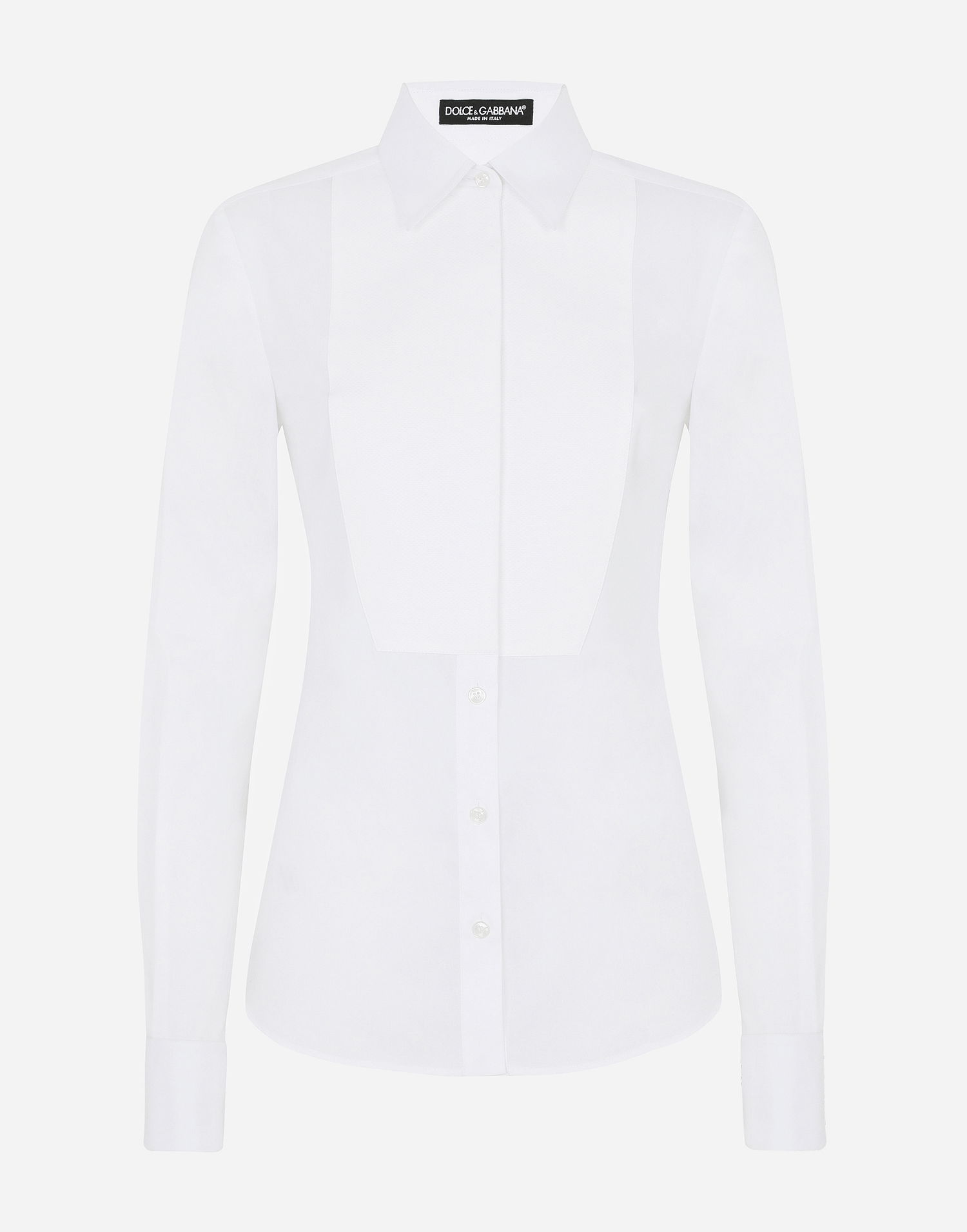 Paita Dolce & Gabbana Stretch Poplin Tuxedo Shirt Valkoinen | F5K50TFUEEEW0800, 0