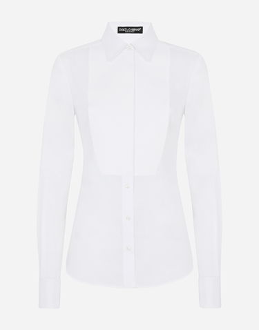 Paita Dolce & Gabbana Stretch Poplin Tuxedo Shirt Valkoinen | F5K50TFUEEEW0800, 0