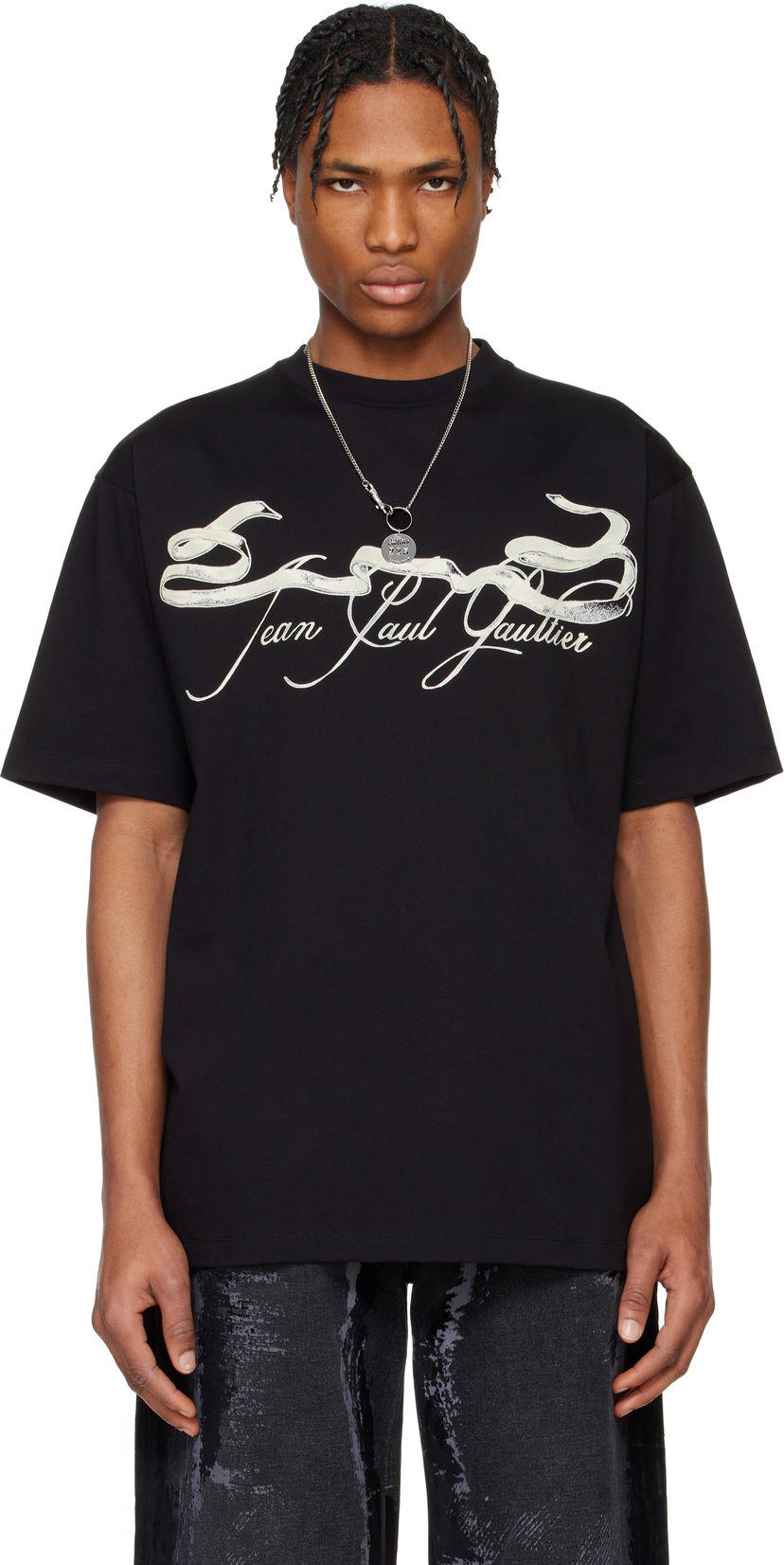 T-paita Jean Paul Gaultier Jean Paul Gaultier Oversized Tattoo Ruban T-Shirt Musta | 25/34-F-TS118I-J090-0005