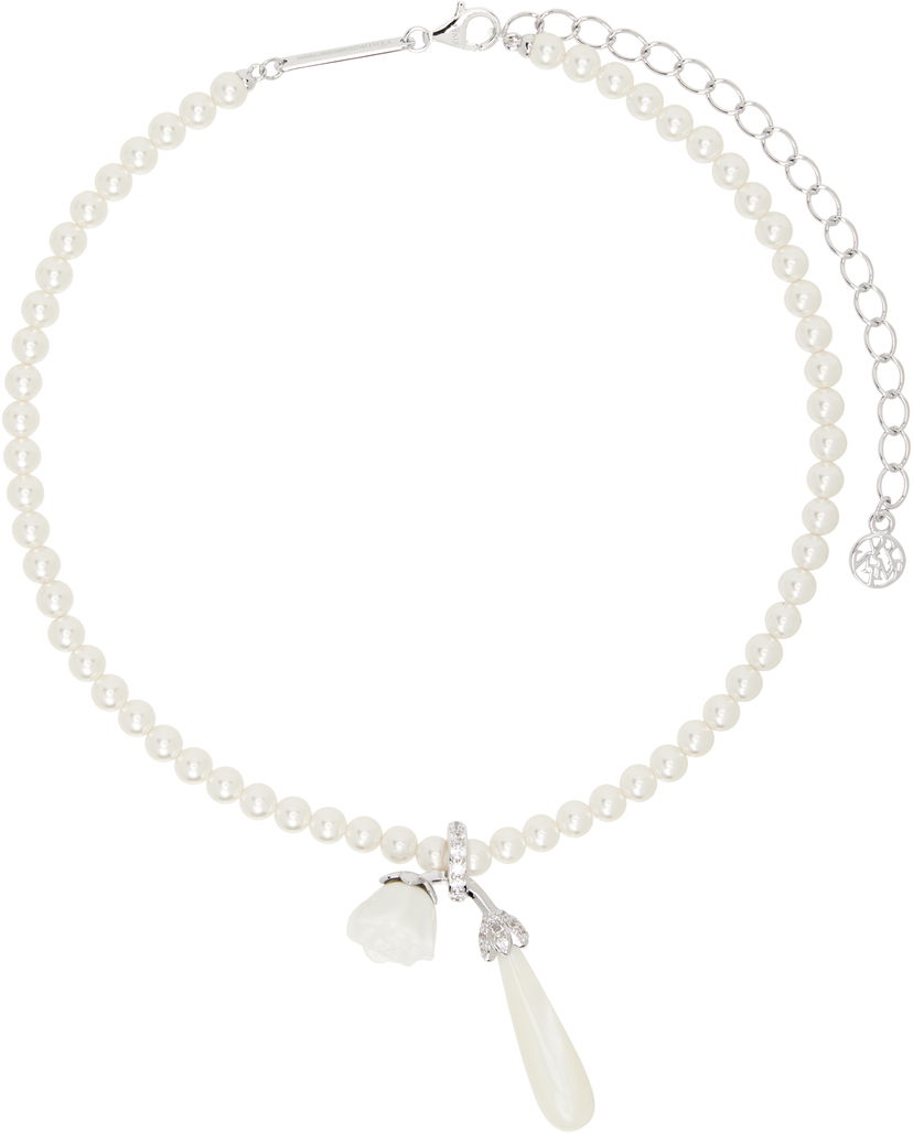 Kaulakoru SHUSHU/TONG SHUSHU/TONG YVMIN Edition Faux-Pearl Rose Necklace Valkoinen | 25303WHT00NN