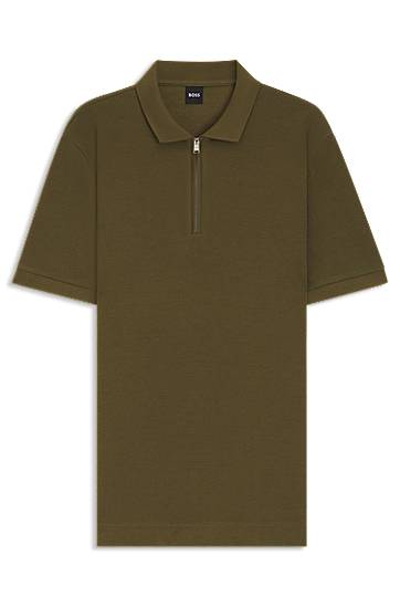 Poolopaita BOSS Waffle Knit Zip Polo Vihreä | 50536768