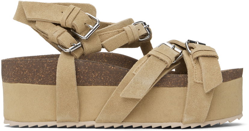 Kengänhoito R13 R13 Platform Suede Sandals Beige | R13WS075-S212A