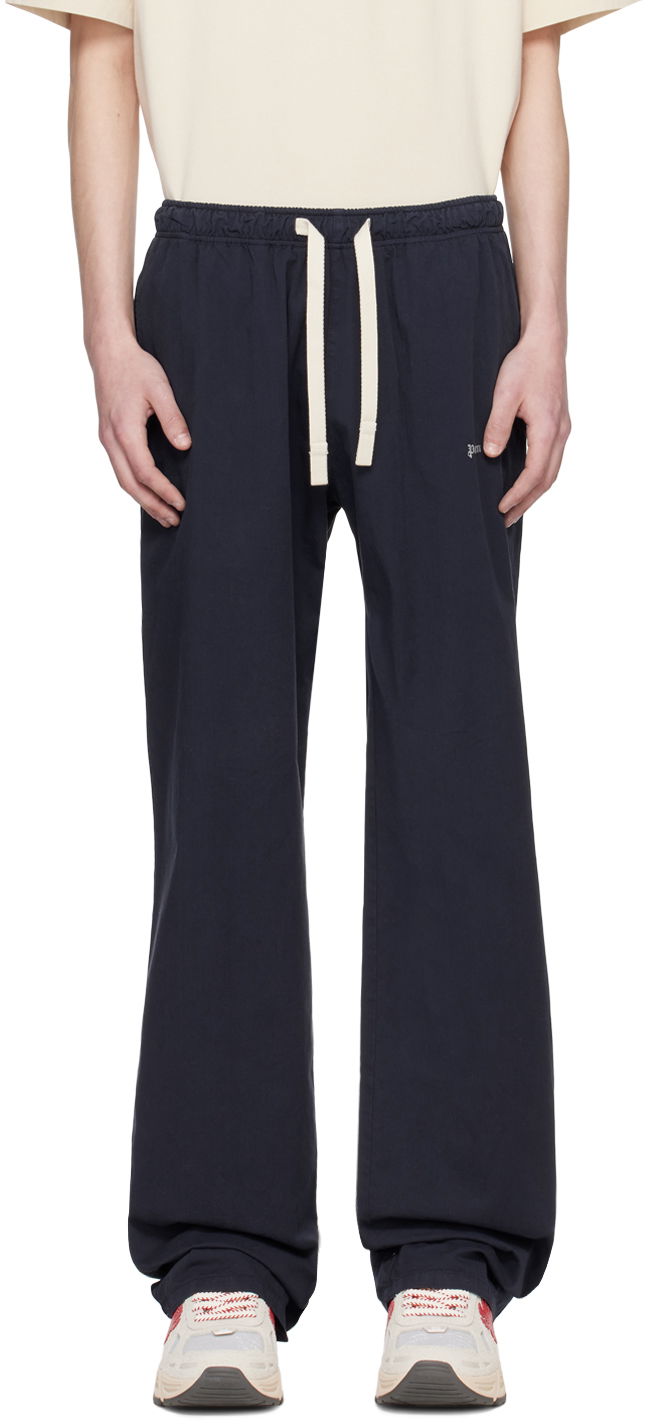 Verryttelyhousut Palm Angels Palm Angels Embroidered Sweatpants Tummansininen | PMCA141S24FAB0014603