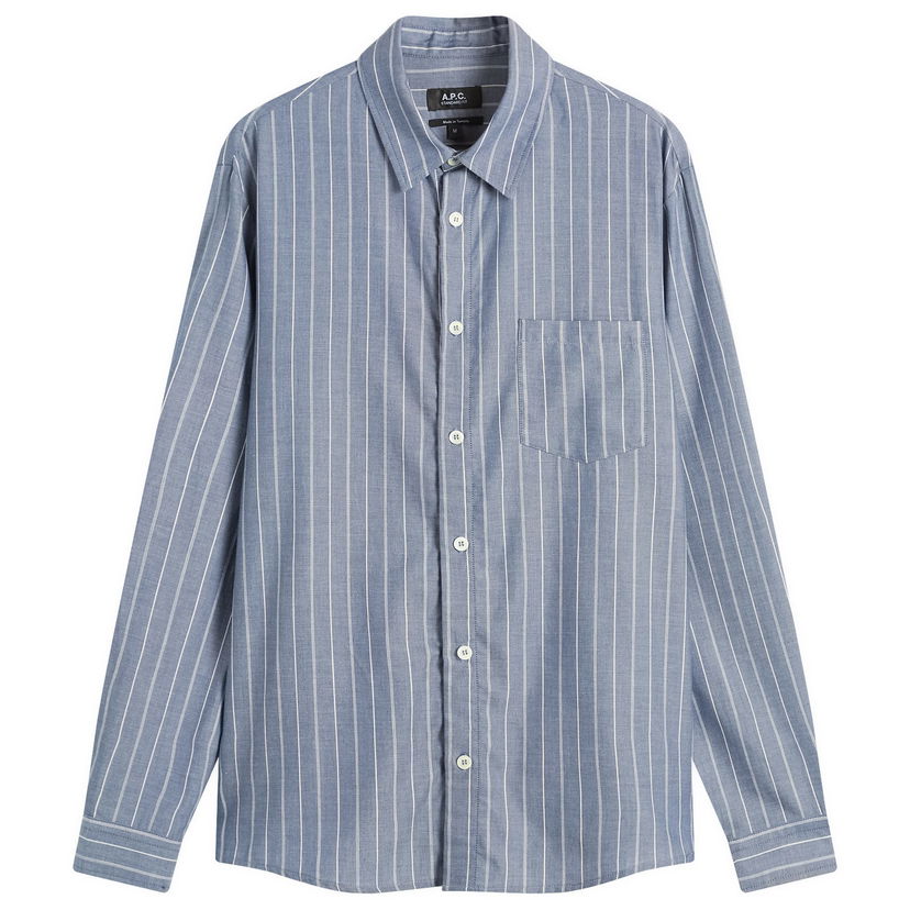 Paita A.P.C. Men's Clement Stripe Shirt, Size Small Sininen | COHJU-H12512-IAA