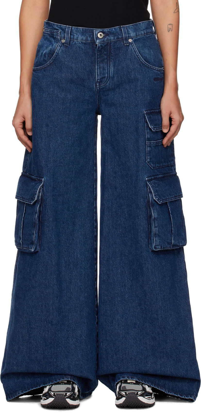 Cargo housut Off-White Wide Leg Cargo Jeans Sininen | OWYB019F24DEN0014600