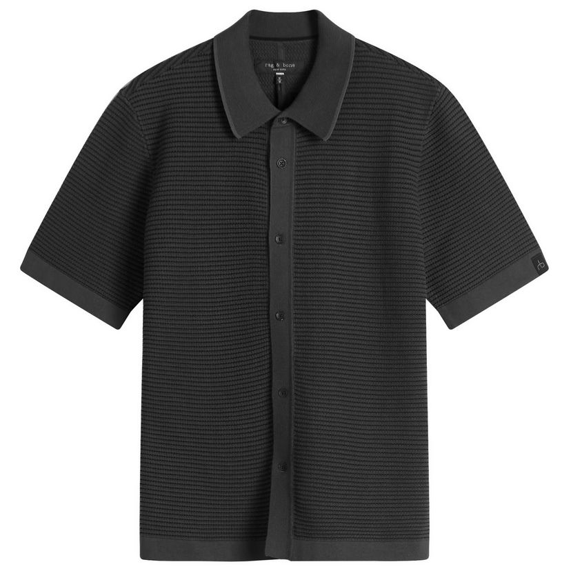 Paita rag & bone Rag & Bone Men's Harvey Jacquard Stripe Polo Shirt, Size Large Musta | MBS25S025BC25-WBK