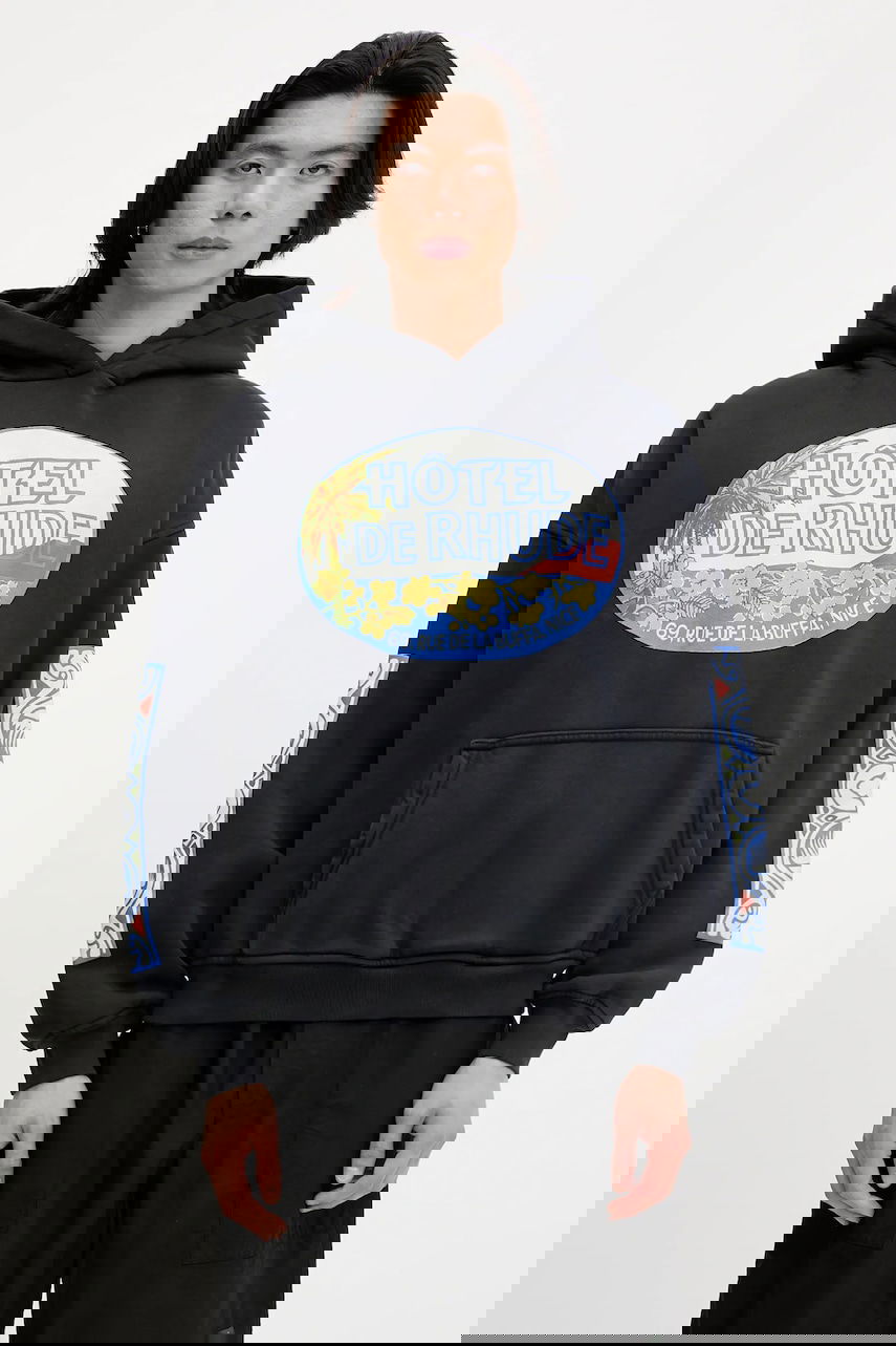 Huppari Rhude RHUDE Hotel Print Hoodie Musta | RHSS25HO01012, 0