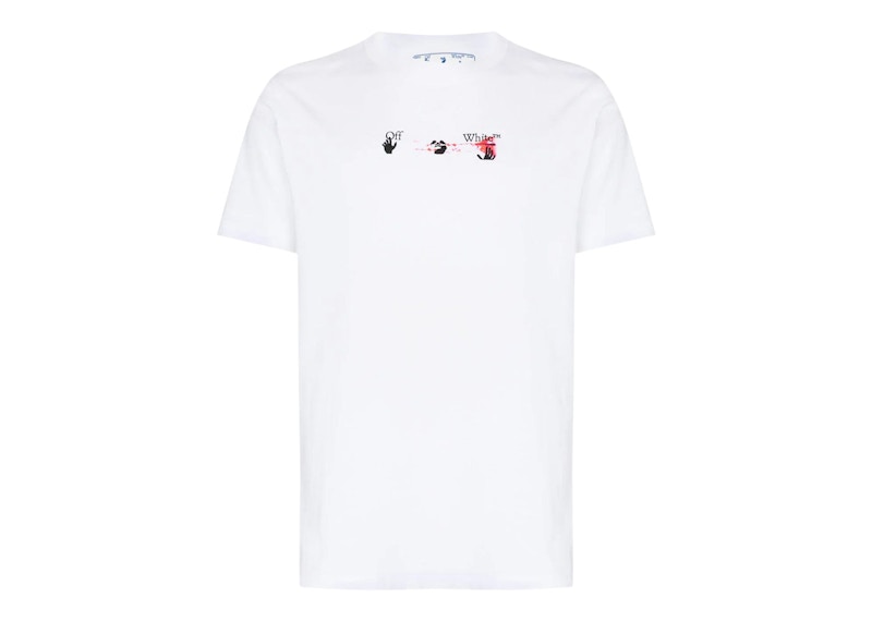 T-paita Off-White Acrylic Arrow Logo Print T-Shirt White/Black/Fuchshia Valkoinen | OMAA027F21JER0170132