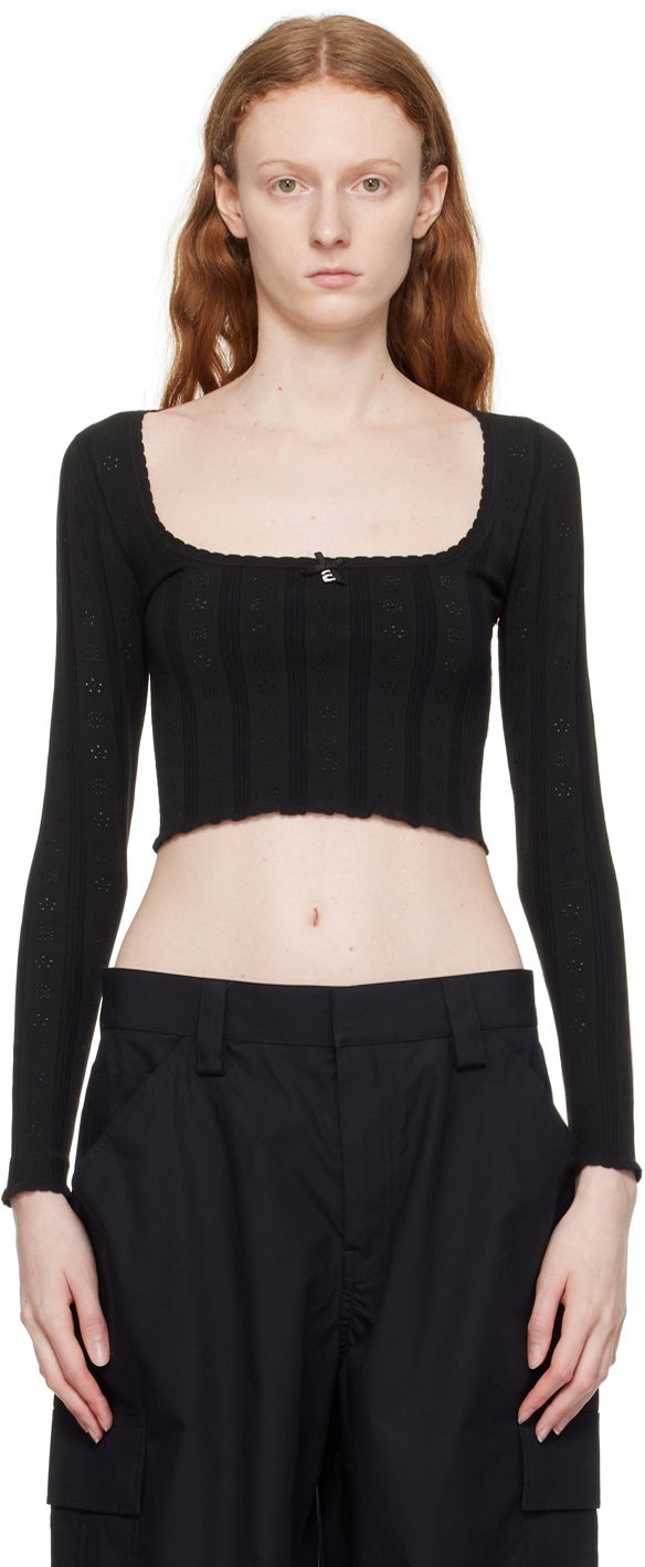 Villapaita Alexander Wang Alexander Wang.t Hardware Long Sleeve Cropped Top Musta | 4KC3231021