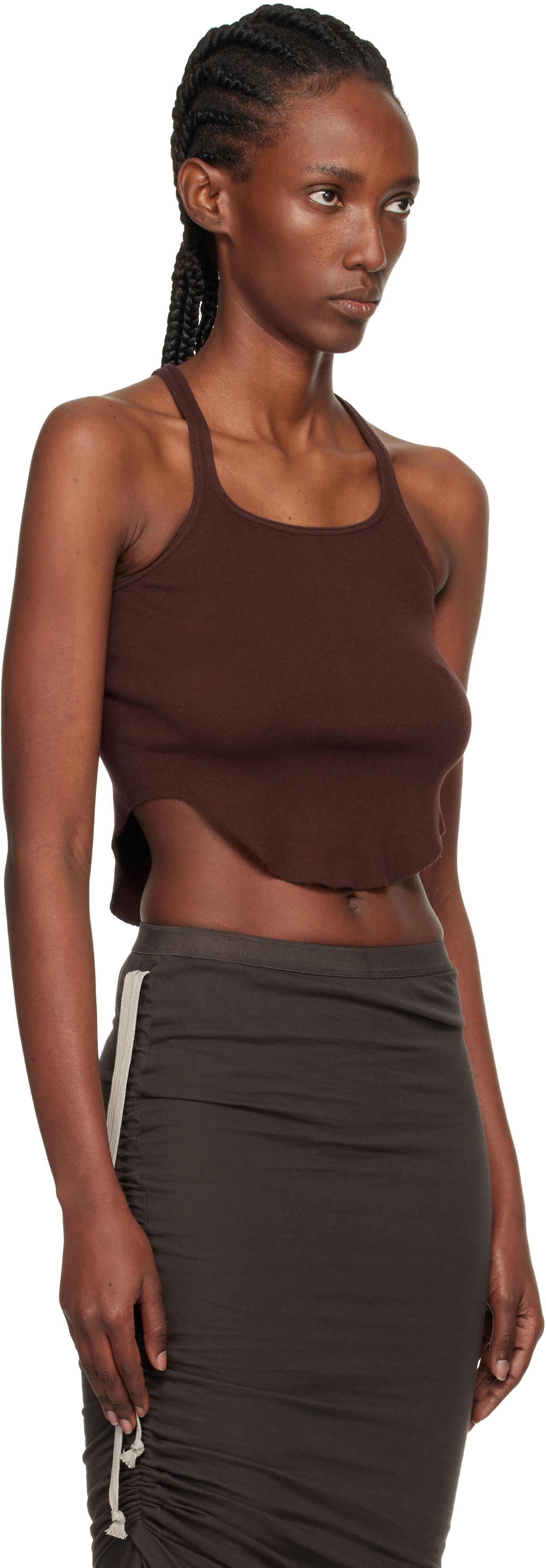 Tankkitoppi Rick Owens DRKSHDW Concordians Basic Rib Tank Top Ruskea | DS02E7100 RN, 1