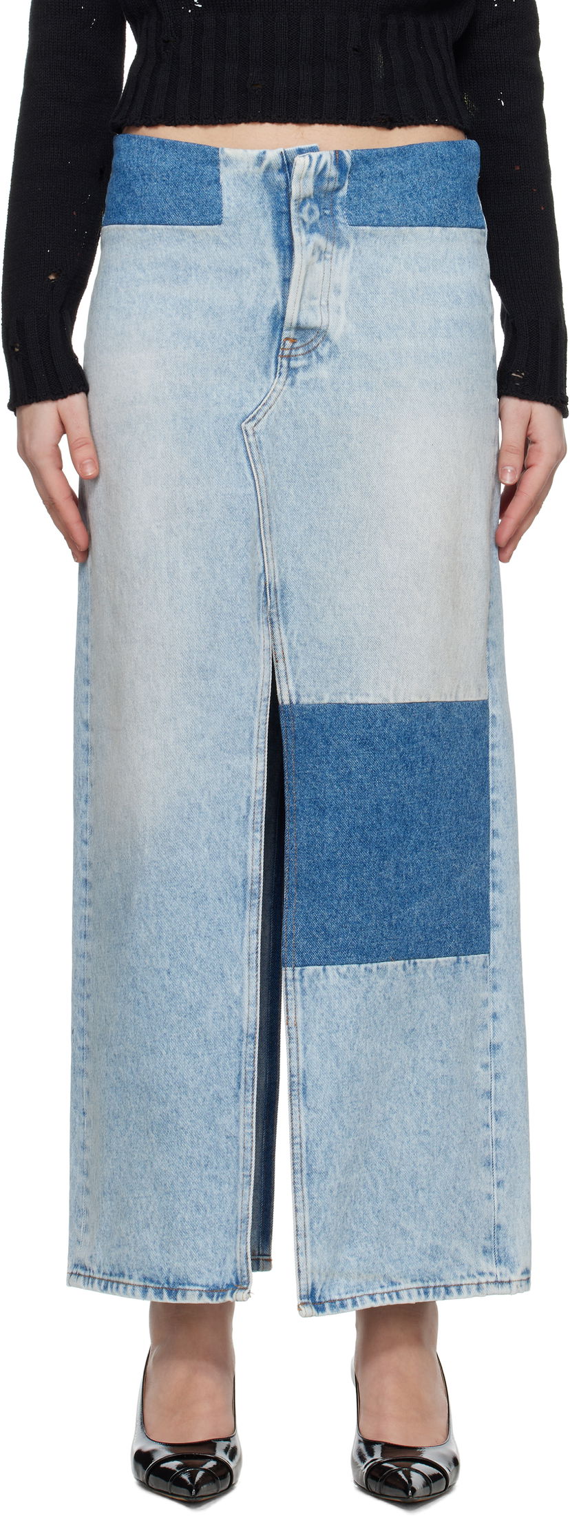 Hame Maison Margiela MM6 Maison Margiela Paneled Denim Maxi Skirt Sininen | S62MI0032 M30018