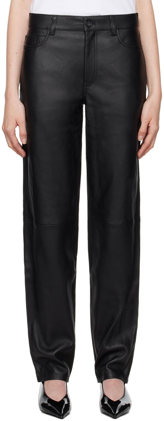 Housut TOTEME TOTEME Five-Pocket Leather Pants Musta | 244-WRB0229-LE0083