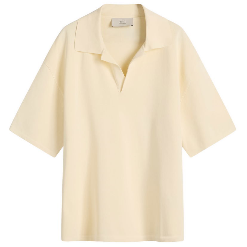 Poolopaita AMI AMI Paris Men's Short Sleeve Polo Shirt, Size Large Beige | UPL164-KN0064-136