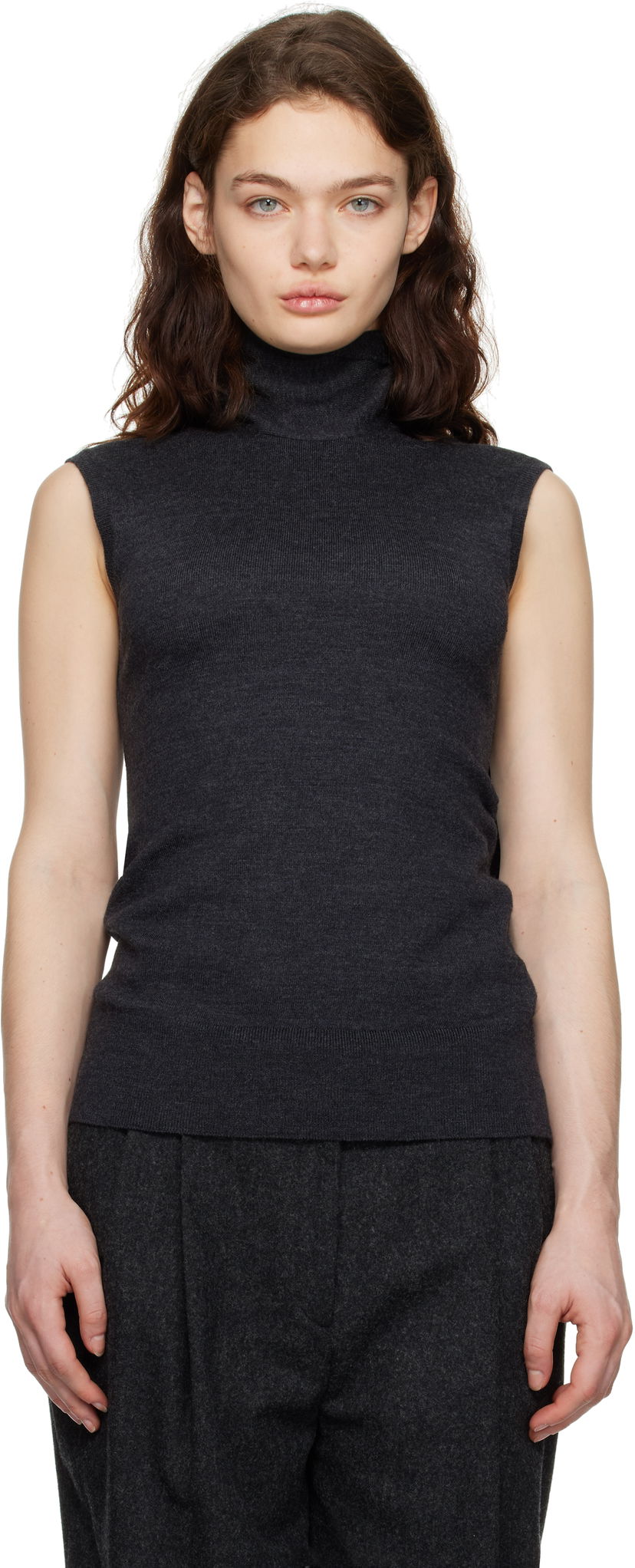 Villapaita TOTEME TOTEME Sleeveless Turtleneck Knit Tank Top Harmaa | 251-WRT4388-YA0133