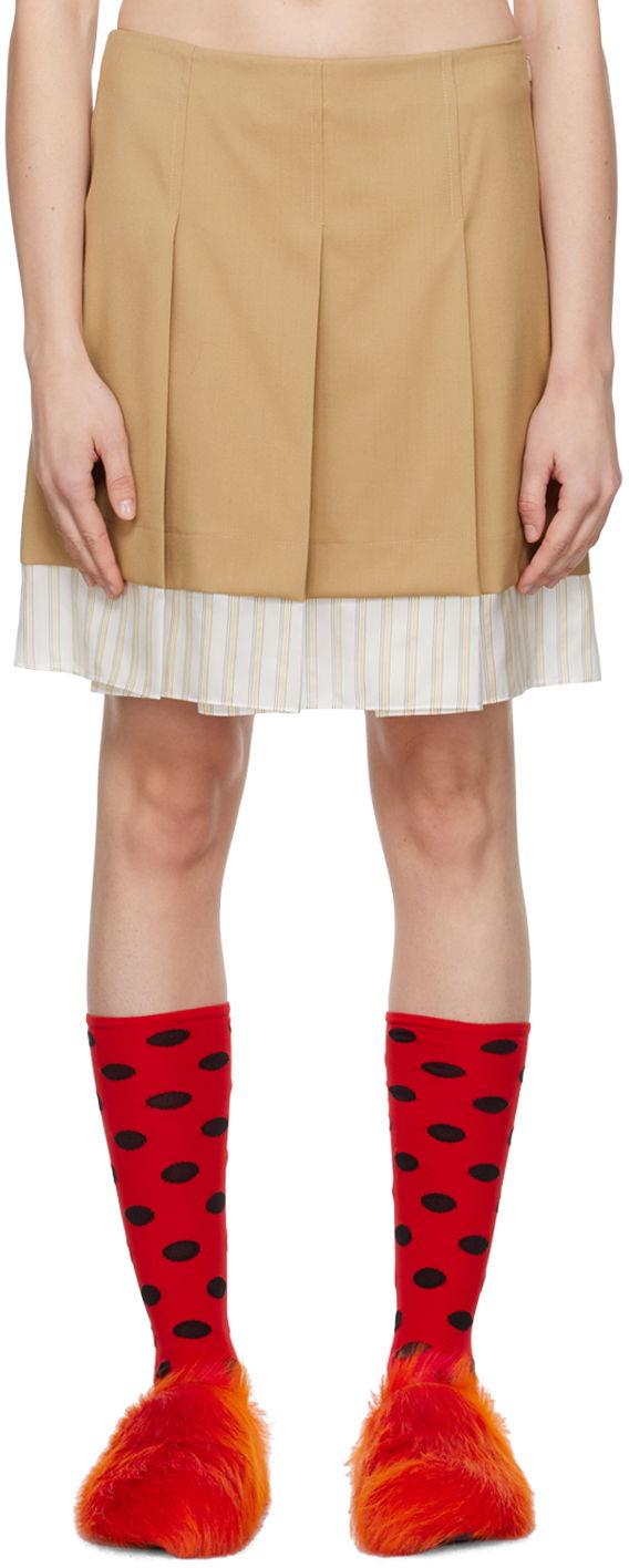 Hame Marni Pleated Miniskirt Beige | GOMA0596Q0 TW839